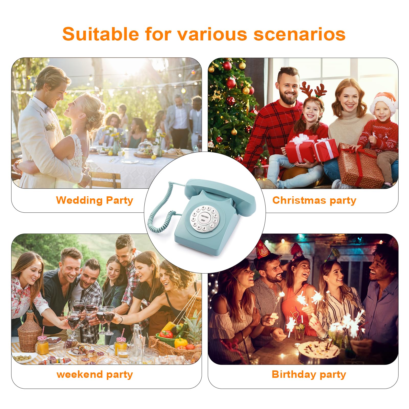 NISAIKLUZ Audio Guest Book Wedding Phone, Record Guest Messages, Retro Audio Guestbook for Wedding, Baby Shower Message Voicemail, Save The Congratulations of Relatives and Friends