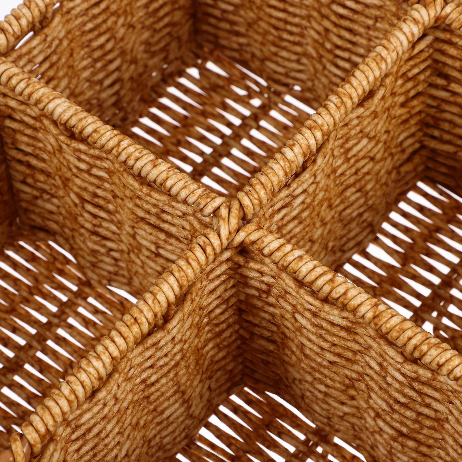 MAGICLULU Organizador de Cajón para Cubiertos Pequeño de Ratán Plástico Color Caqui, Cesta de Almacenamiento Multifuncional y Fácil de Limpiar para Cocina y Picnic