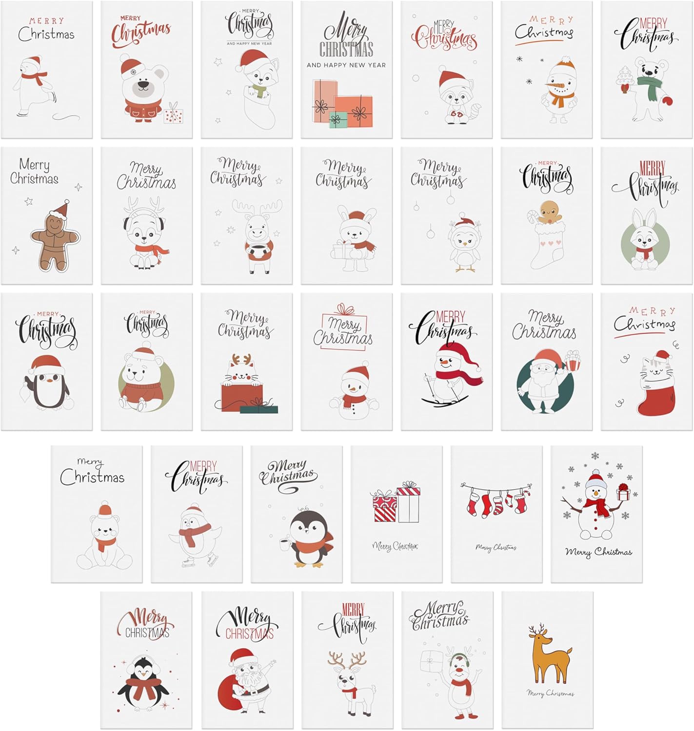 Dessie 50 Unique Christmas Cards Boxed with Envelopes & Stickers, 4” x 6” Holiday Cards for Kids Charity Work Employees Clients, Bulk Variety Pack - Image 2
