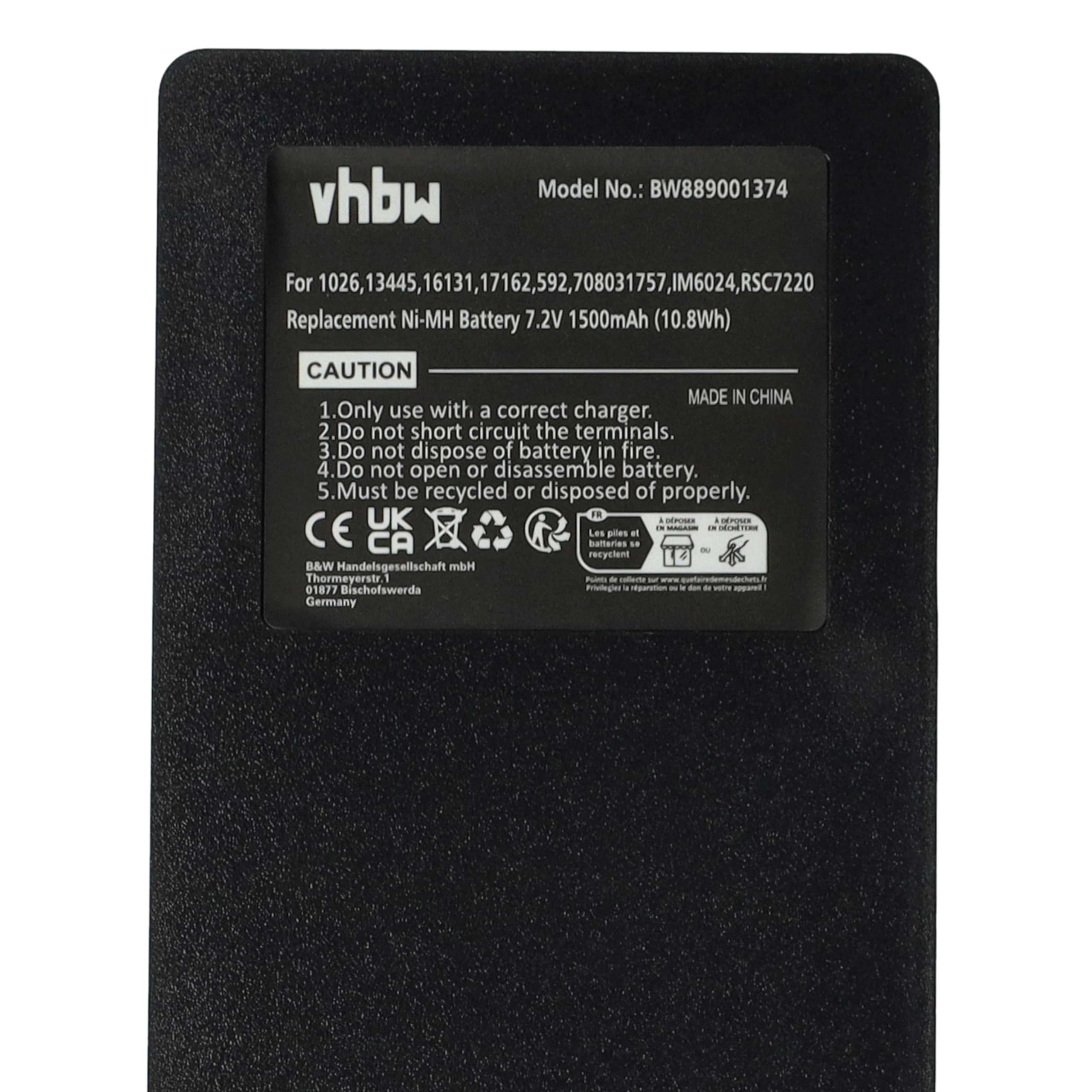 vhbw 5X batería Compatible con Scanreco BS590, 960, 16131, 790, 592, 590 Mando a Distancia Industrial (1500 mAh, 7,2 V, NiMH) - Negro