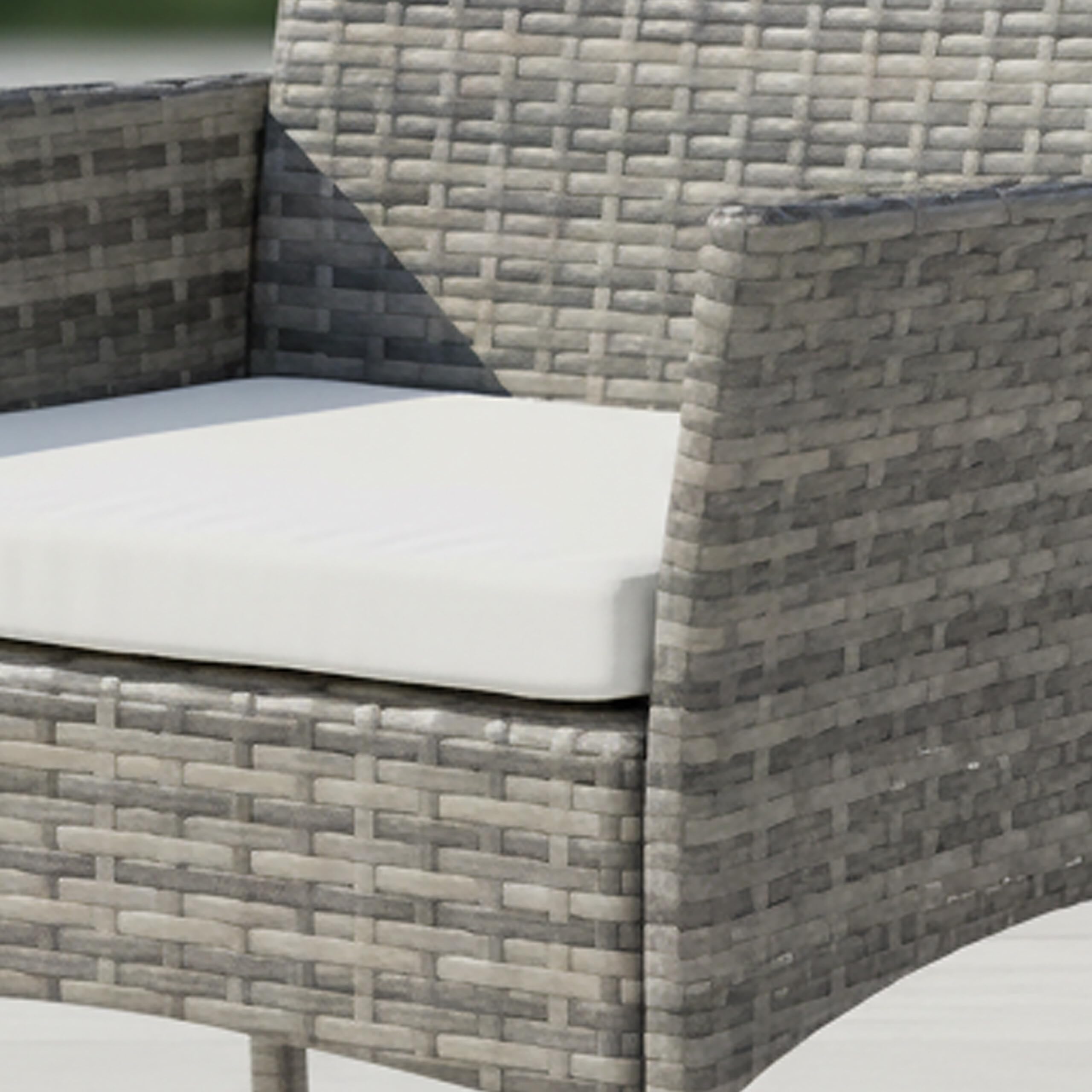 Relaxdays Zestaw mebli ogrodowych, 3-częściowy zestaw mebli rattanowych, 2 osoby, 2 fotele i szklany stół, meble wypoczynkowe, do użytku na zewnątrz, szary