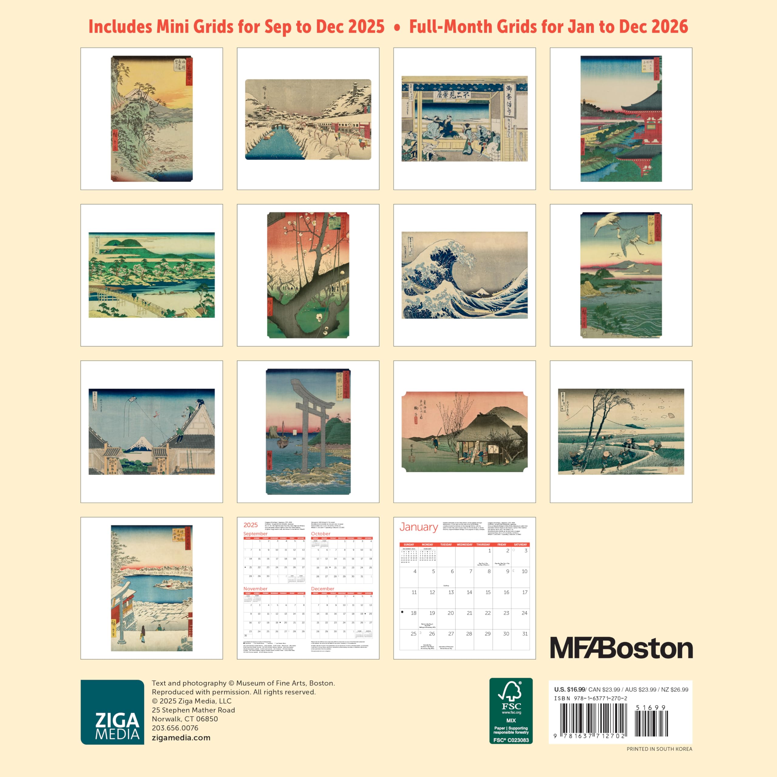 Amazon.com: Japanese Woodblocks MFA Boston Wall Calendar, Monthly