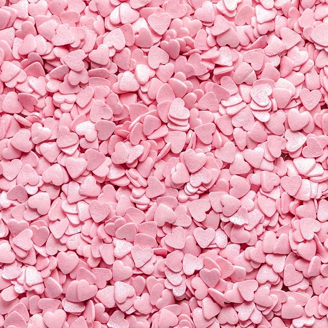 Pink Glimmer Sugar Heart Sprinkles 25g Cake & Cupcake Decorations