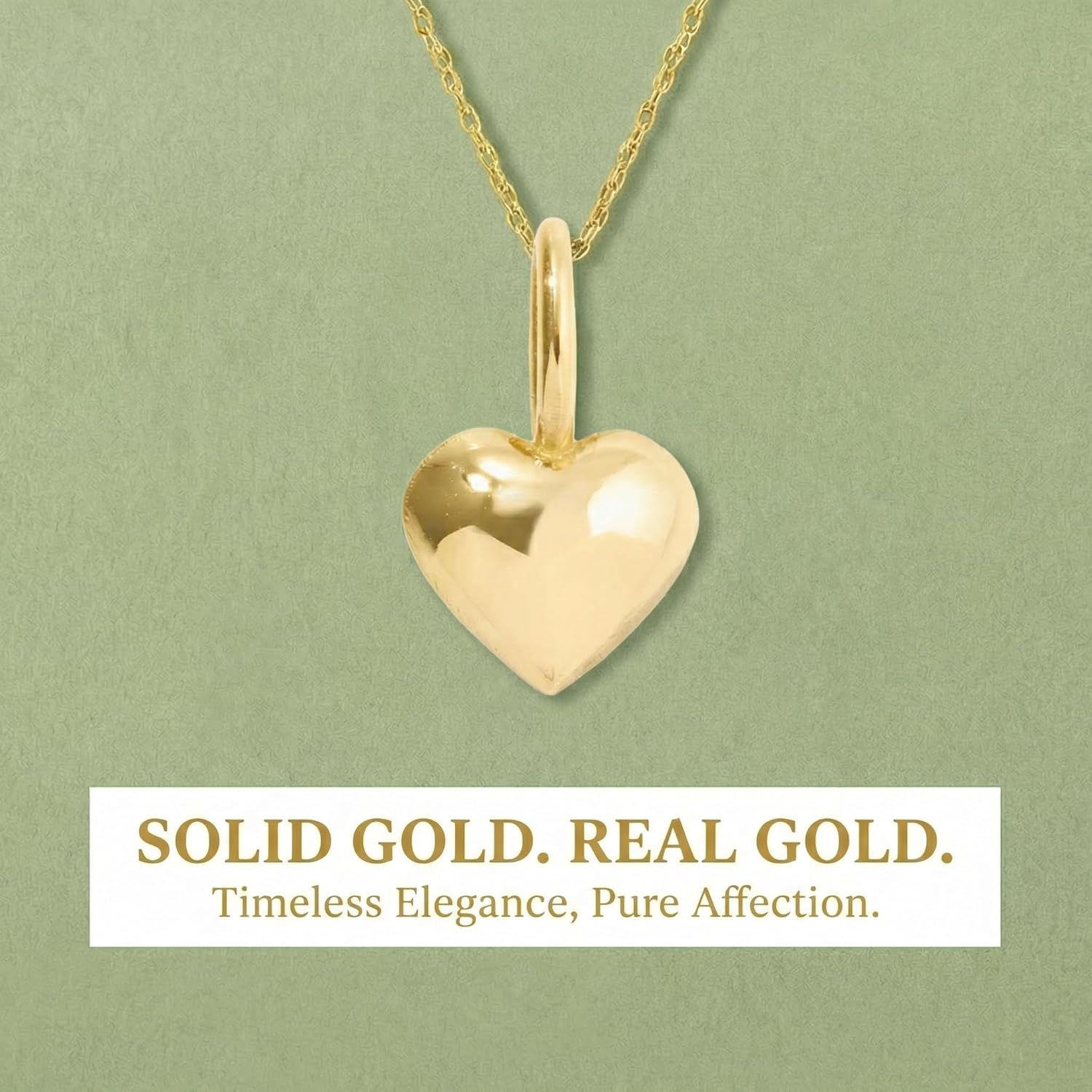 Gelin 10K or 14K Solid Gold Heart Charm Pendant for Women - Image 5