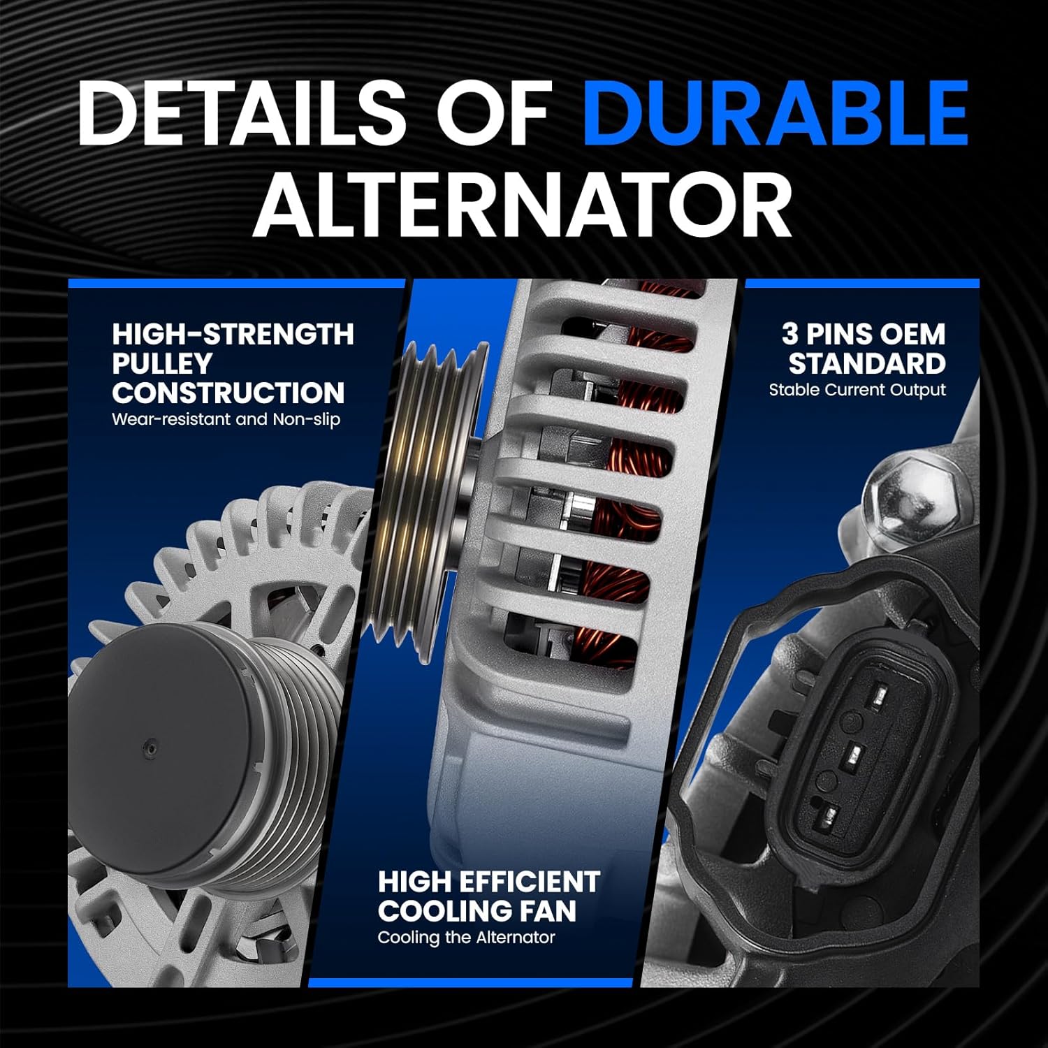 11493 Alternator Compatible with Hyundai Sonata 2.0L 2011-2014, Santa Fe 2.4L 2010-2012, Compatible With Kia Optima 2.0L 2012-2013, Sorento 2.4L 2011-2012, Replace 37300-2G600 TG11C089