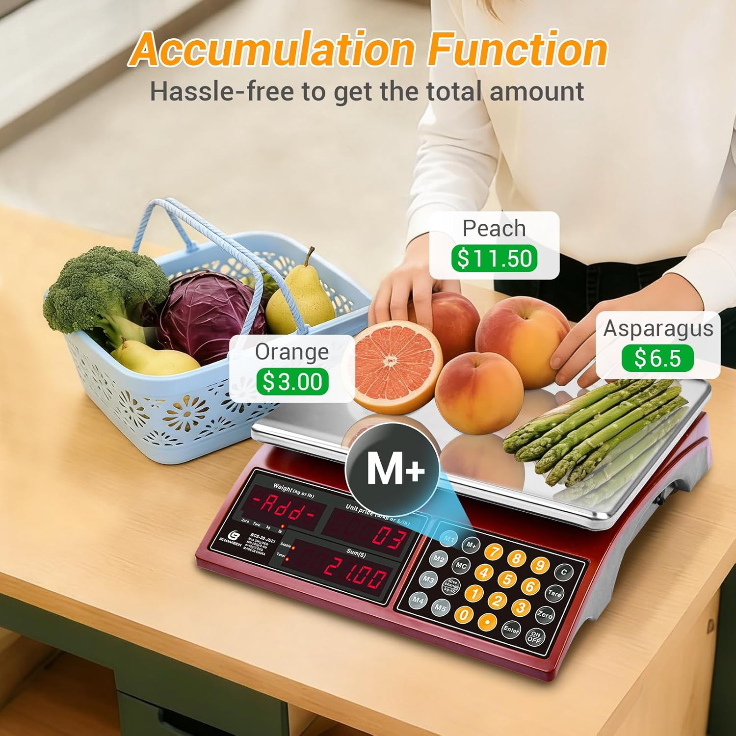 66lb Digital Commercial Kitchen Scale with Price Computing - Rechargeable Stainless Steel Food Scale for Meat, Produce, Fruit & Vegetables, Dual Display with Memory Function (Not for Trade)