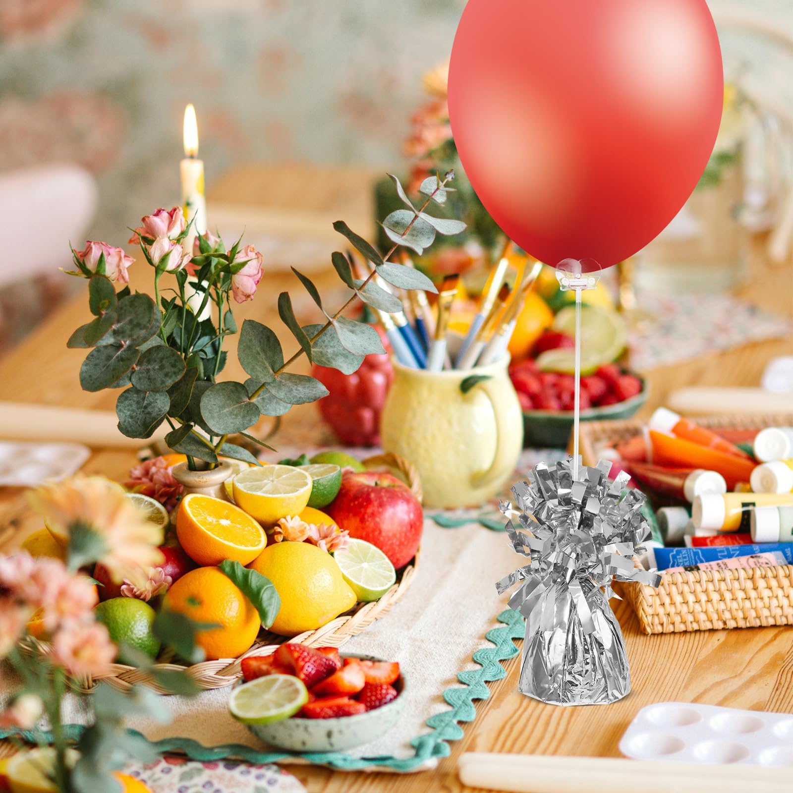 Ballonanhänger Silber Pvc Zement für Partys und Geburtstage | Einfache Handhabung, Dekoratives Design, für Thematische Feiern und Jubiläen, 6 Stück Packung