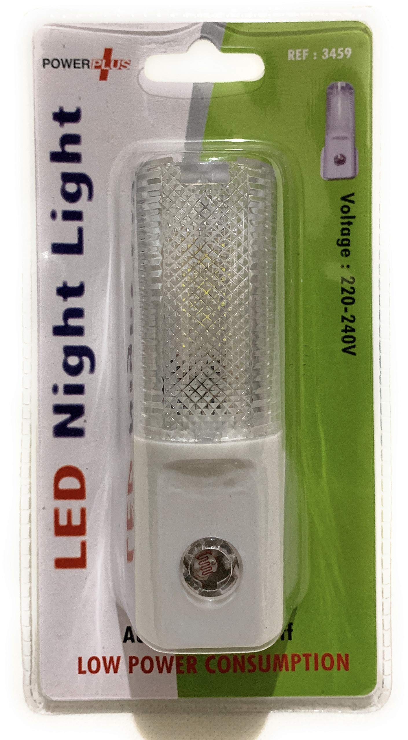 Power Plus Automatic LED Safety Night Light with Electronic Sensor,White - 1W, 1A Fuse 220-240V