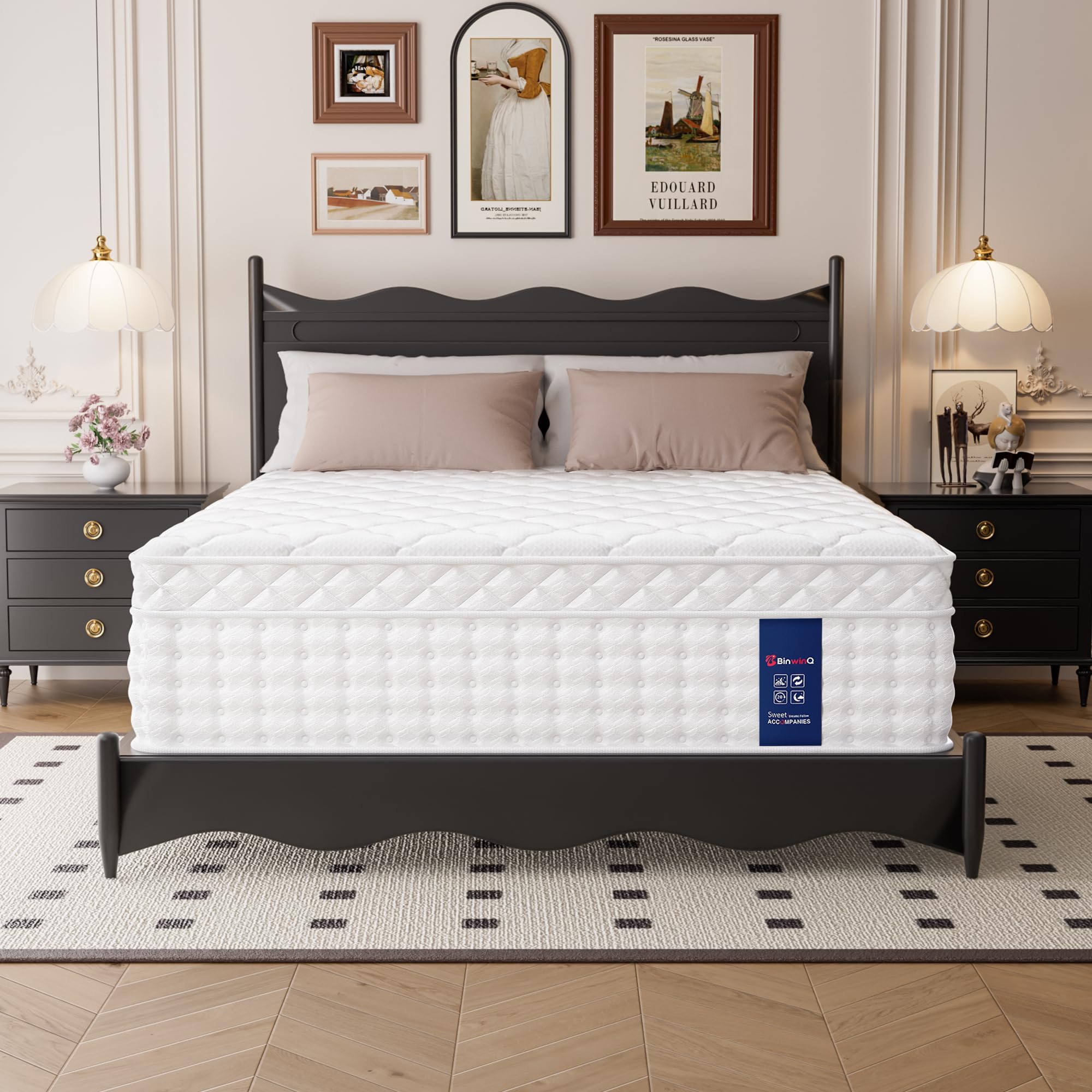 King Size Mattress 14 Inch Medium Firm Hybrid Mattress in a Box