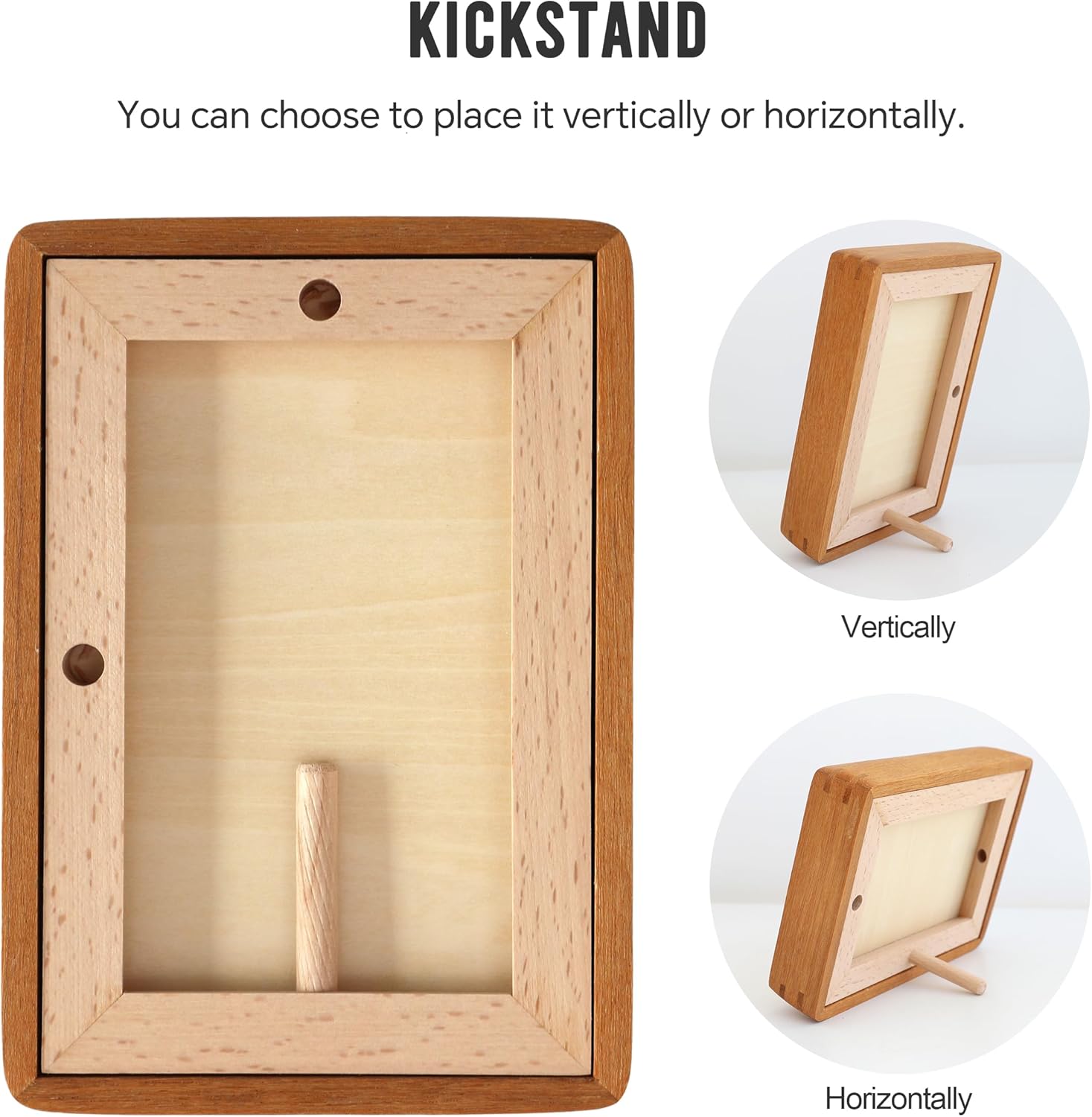 Wooden Picture Frames, Small Polaroid Picture Frame 3.5x5 Matted to 4x6 with Plexiglass, Teak Solid Natural Wood Tiny Photo Frame, For TableTop and Wall Mounting - Image 3