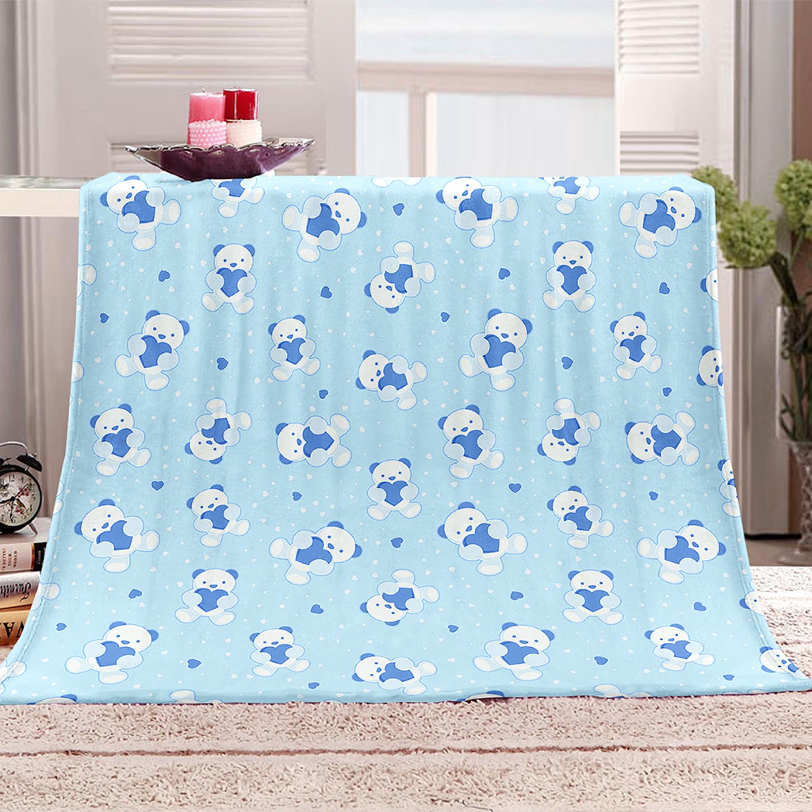 Couverture en flanelle 140x200cm motif ours 3D pour lit et canapé