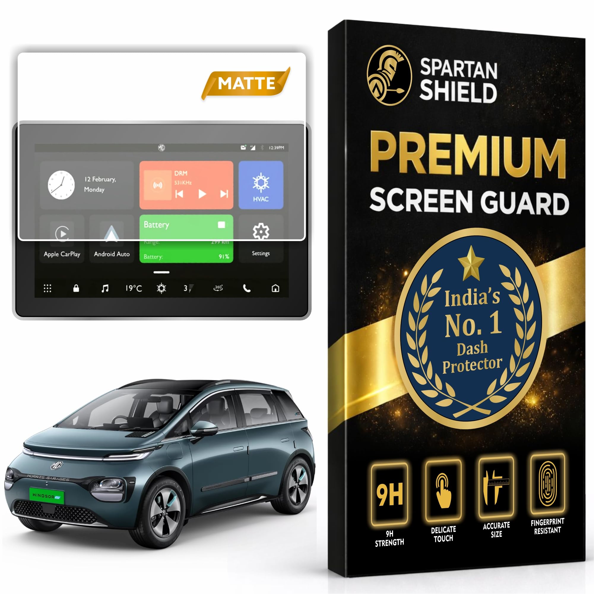 Spartan Shield MATTE SCREEN GUARD For MG WINDSOR EV 2026 [2024 - Running] || EXCITE || 10.1 INCH INFOTAINMENT PROTECTOR | Anti Scratch | Water Resistant | HD Clear | High Touch Sensitivity | Windsor 2025 Car Accessories [Not Tempered Glass] (Windsor [10" Info] Matte)-image-26