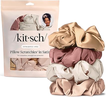 Chouchous Kitsch Pillow Satin pour femmes - Sans dommage, sans marque | Parfaits jour et nuit | Idée cadeau - Blush, 4 pcs
