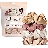 Vista 15 de Kitsch Coleteros de satén para mujer, sin arrugas, control de encrespamiento, más suave que la seda para todo tipo de cabello, accesorios elegantes