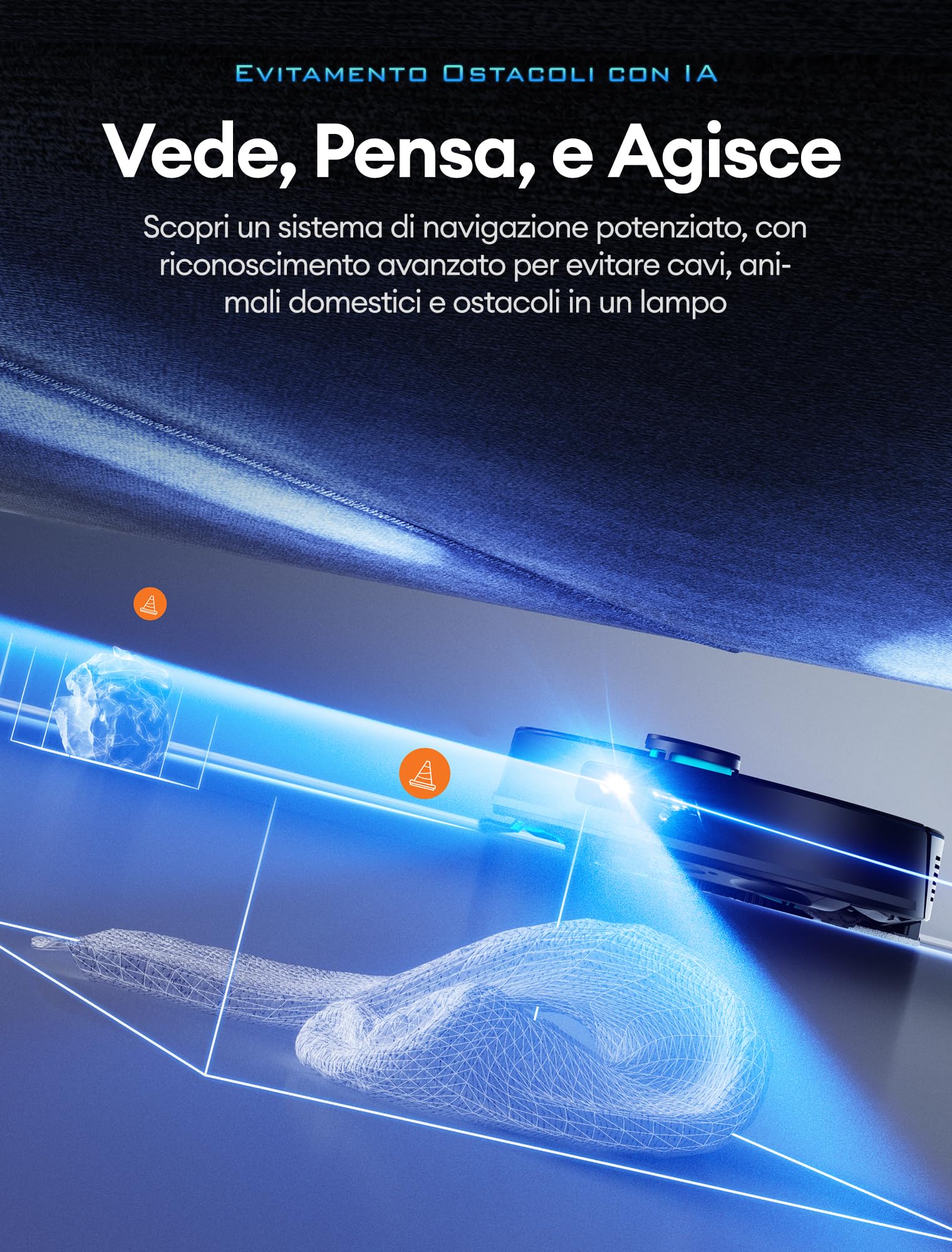 Ultenic T20Pro Robot Aspirapolvere con Laser Lineare Evoluto, Autosvuotamento 10 Settimane, 10000Pa con Boost Automatico Tappeti, Include Detersivo Mughetto, Mappatura LiDAR, Controllo App/Alexa