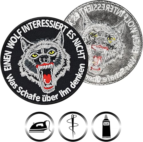 Miniatura 3 de Biker Sew-On Patch "A Wolf Is Not Interested, What Sheep About Him Thinner." Wolf Sticker Iron-On Alpha Animal Badge for SewingIroning On Wolf