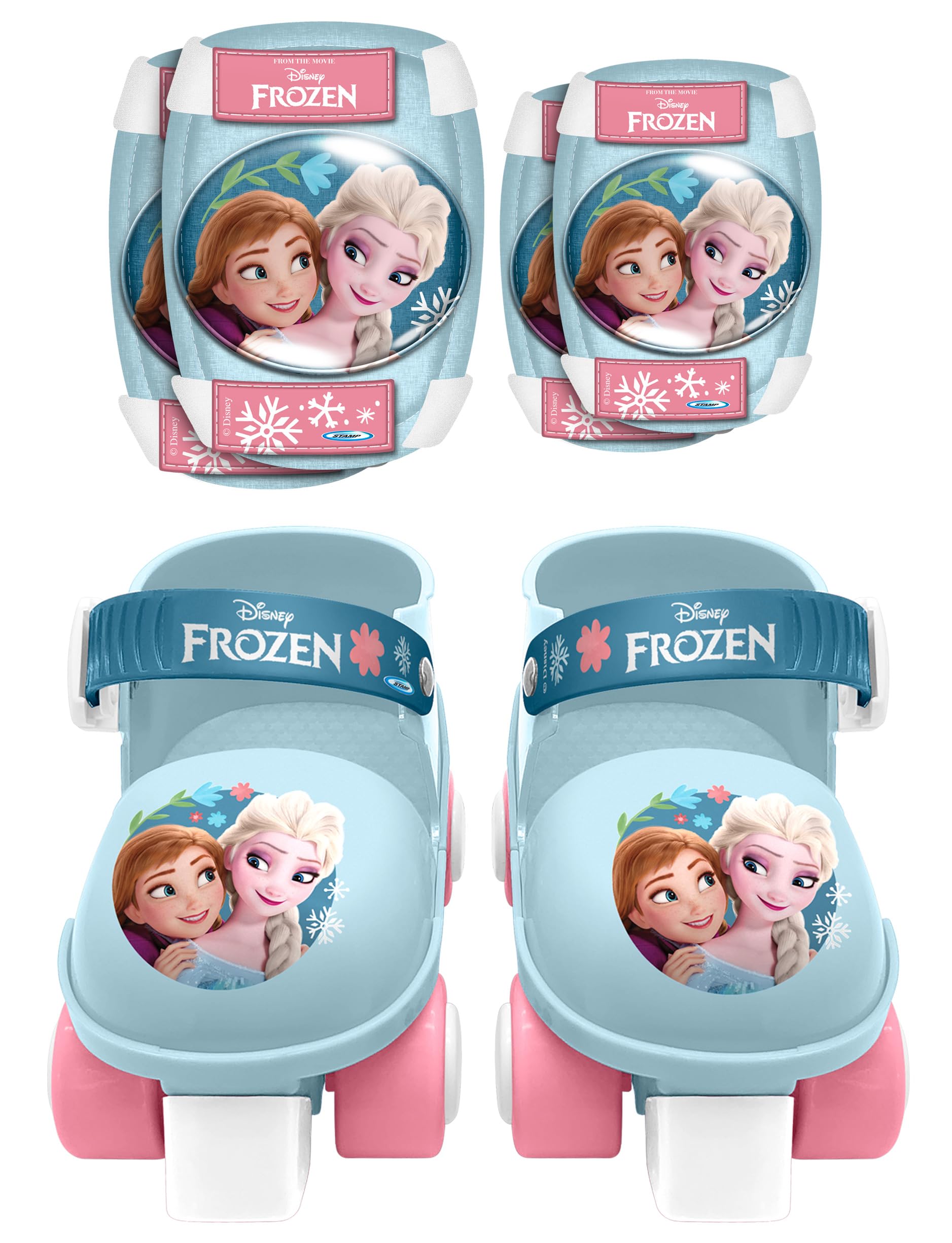 Combo Patins 4 Roues + GENOUILLERES COUDIERES LA Reine des NEIGES 2, 23-27, Blue & White - 3