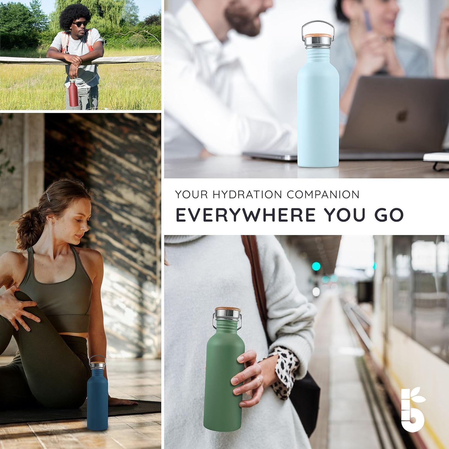 Bambaw Metal Water Bottle 750 ml, Light Blue Sports Bottle, Non-Insulated Water Bottle, Stainless Steel Bottle 750 ml, Stainless Steel Bottle – Nordic Blue - Image 7