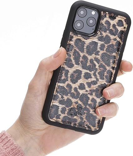 Vista 21 de Venito Lucca - Funda de piel compatible con iPhone 11 Pro (5.8 pulgadas), extra segura, con cubierta trasera acolchada, color negro rústico Negro