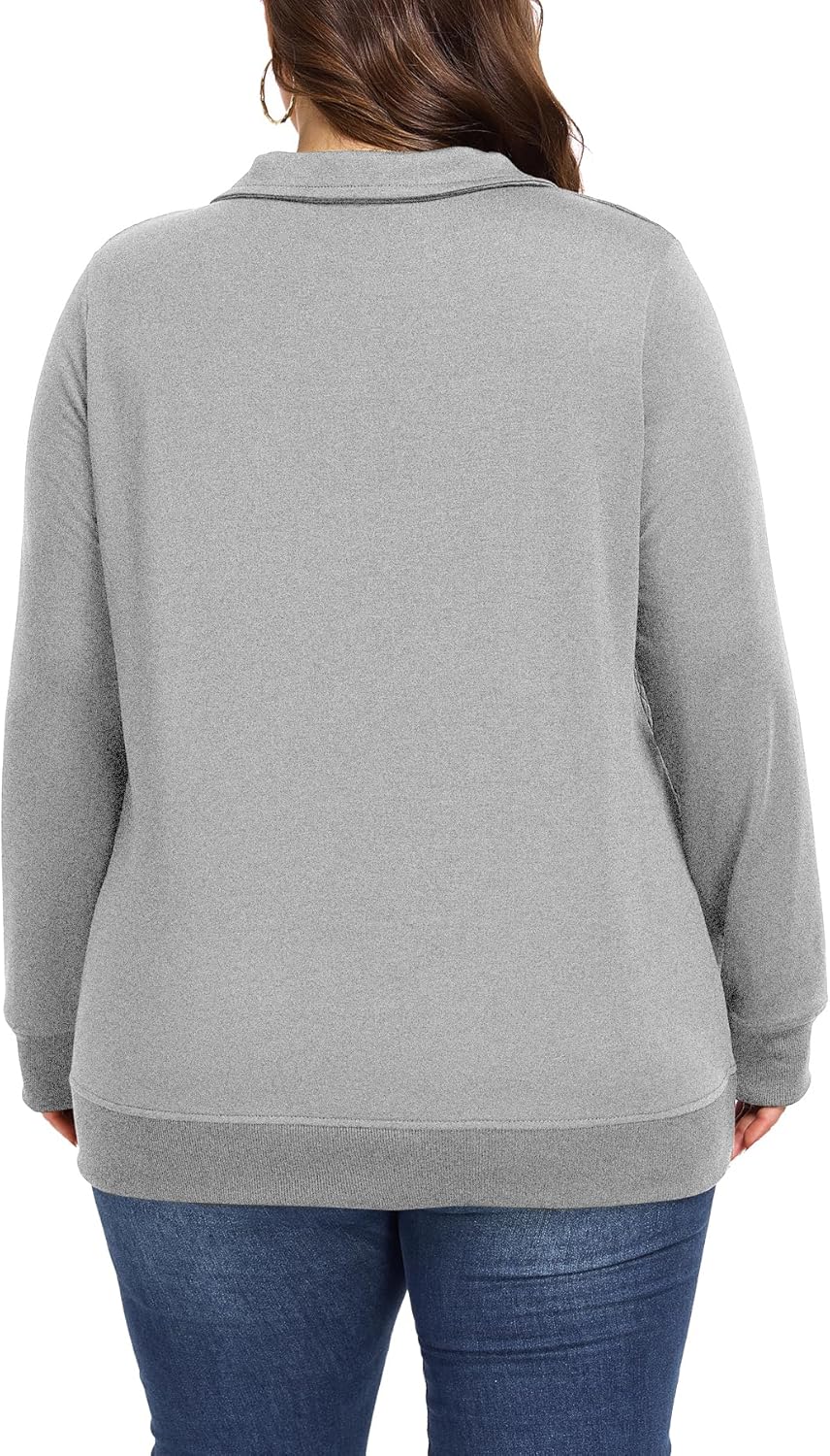 Women's Plus Size Quilted Pattern Lightweight 1/4 Zip Long Sleeve Casual Sweatshirts Pullovers Shirts Tops - Image 4