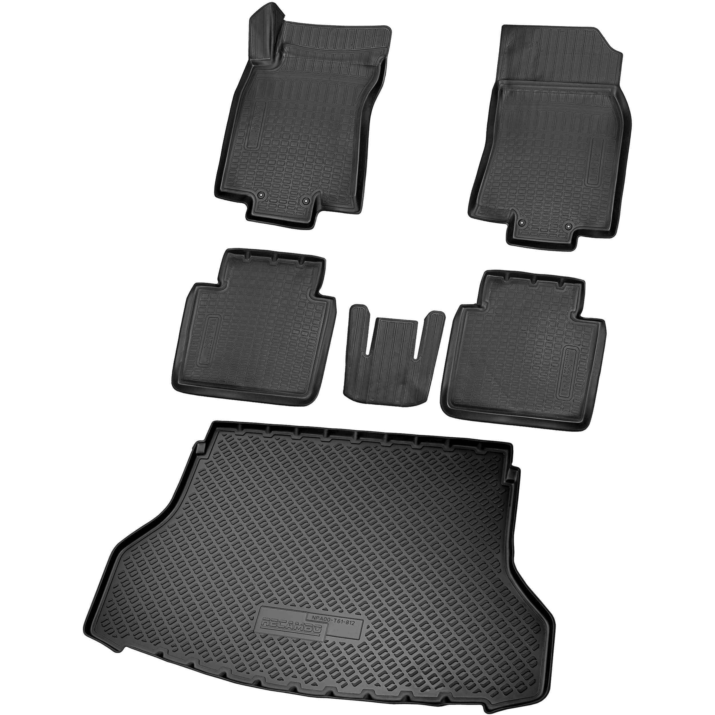 RECAMBO Juego de alfombrillas de goma y bandeja de maletero para Nissan X-Trail, T32, suelo de carga alto, a partir de 2014, 100% a medida, alfombrillas y maletero de TPE antideslizante de alta
