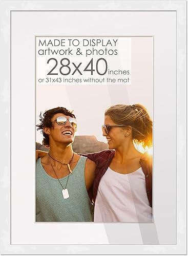 Miniatura 74 de Marco de madera negra de 24 x 36 pulgadas con paspartú blanco Marco de 28 x 40 pulgadas con paspartú de 24 x 36 pulgadas Muestra tu imagen bajo