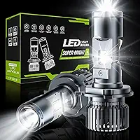 Kit Ultra Lâmpada LED H4 com Mini Projetor Integrado 10000LM 6500K Super Branca 12V Farol Alto e Baixo, Substituição Halógena, Lâmpada H4 Automotiva Carro e Moto (H4 2 Peças)