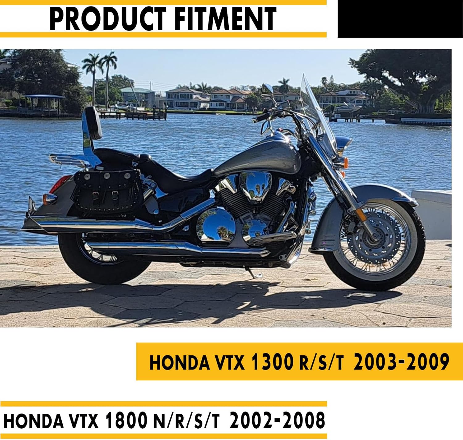 Passenger Sissy Bar Backrest with Luggage Rack Fits for Honda VTX 1300/1800 N/R/S Models 2003-2006/2002-2008 N/R/S Gloss Black Finished