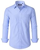 Dress Shirts for Men Cotton Long Sleeve Button Down Shirt Business Casual Classic Plaid Tops with Pocket
