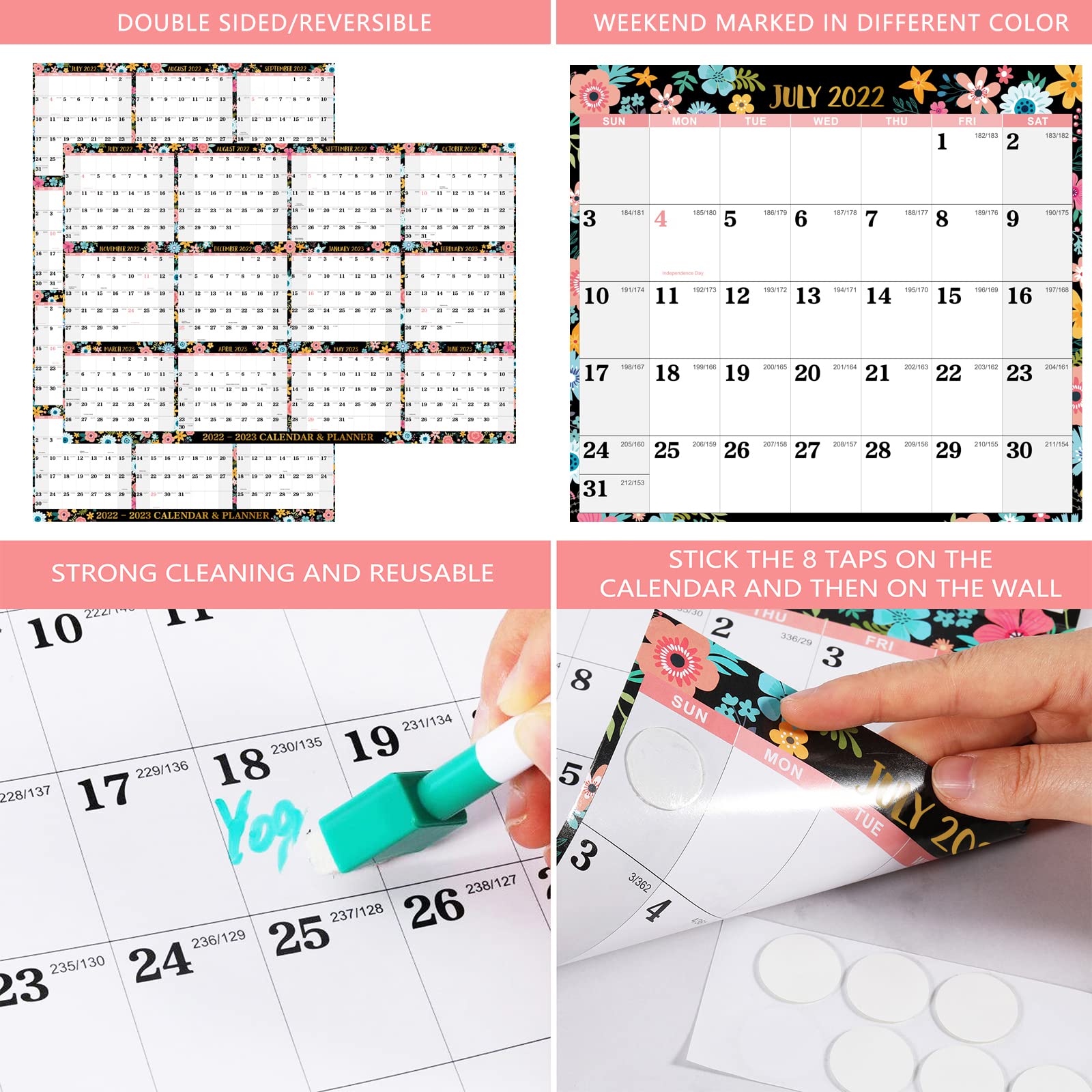 20222023 Yearly Wall Calendar 20222023 Dry Erase Calendar with