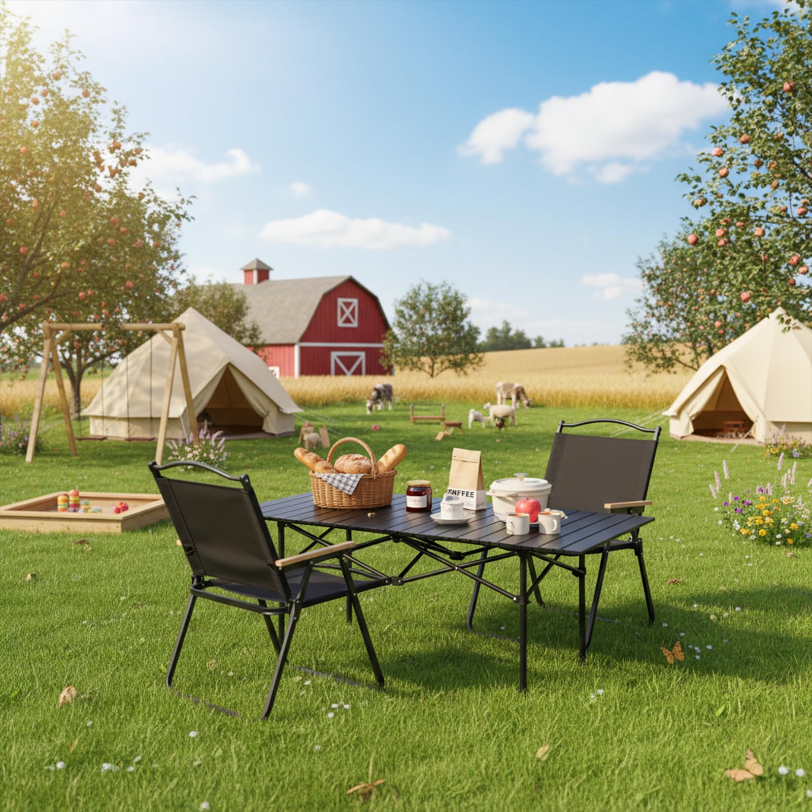 Table de Camping Pliante – 94 x 55 cm Table Pique-Nique Extérieur Portable, Table Pliante Extérieur avec Sac de Transport et Rangement, pour BBQ, Pêche, Randonnée