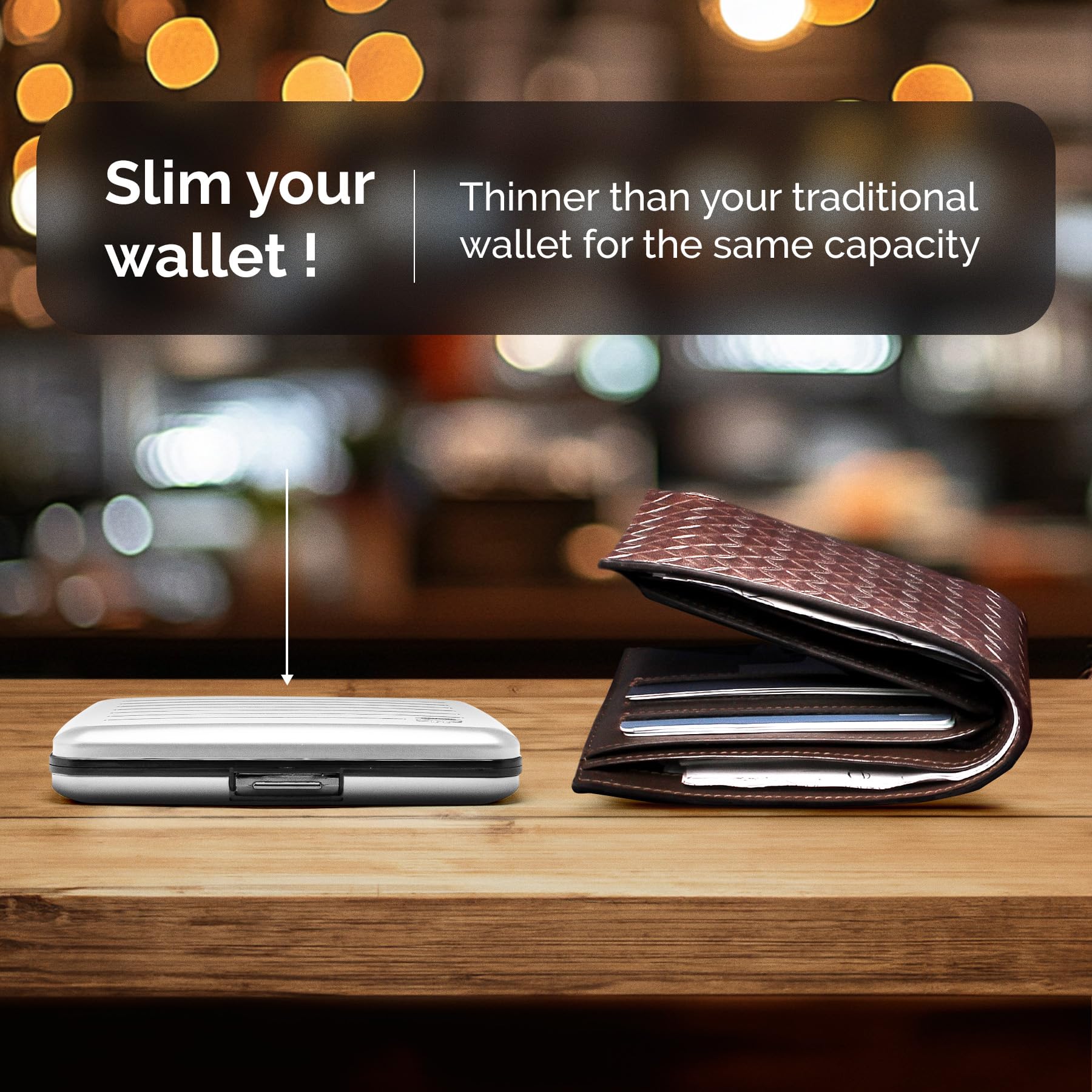 ÖGON -DESIGNS- Portafoglio in alluminio di grande capacità con chiusura in metallo, protezione RFID contro le frodi e la smagnetizzazione, modello Smart Case OSLO Large
