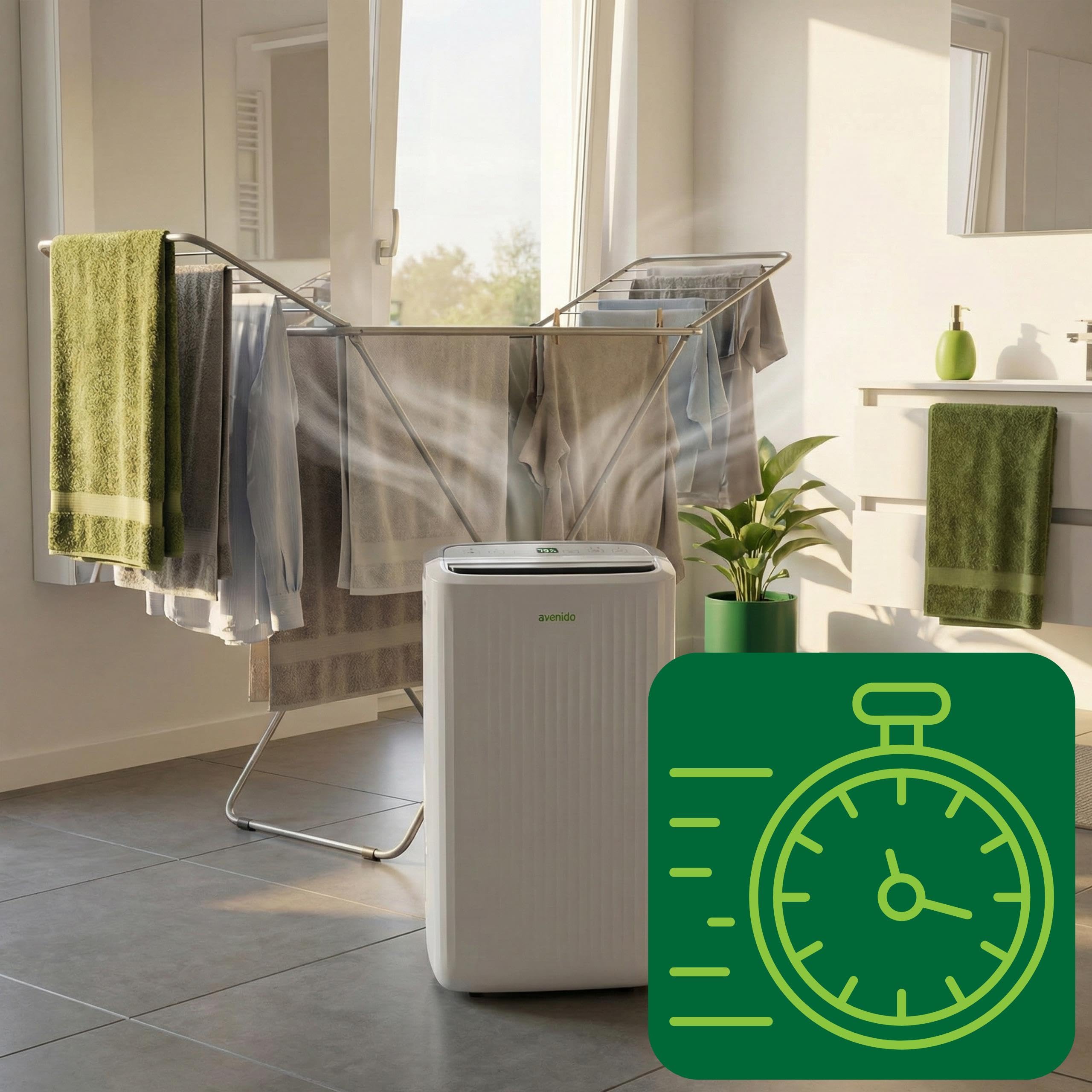 Osuszacz powietrza elekryczny z WiFi, 10L/24h, kompresorowy pochłaniacz wilgoci, do pomieszczeń ok. 60m3 (ok. 25m2), timer, 4 tryby osuszania normalny, ciągły, suszenie ubrań, cyrkulacja