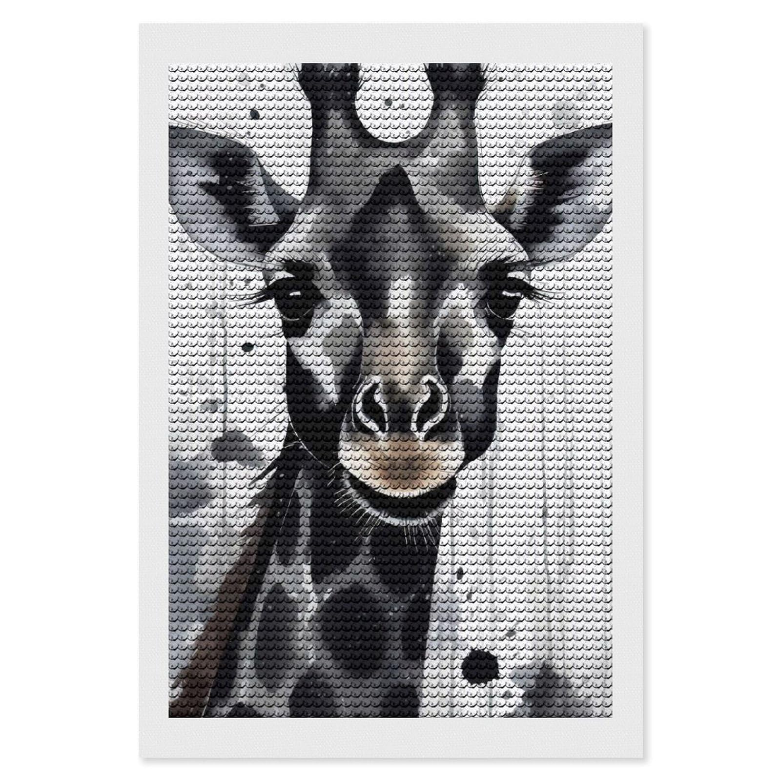 Junmoney Watercolor Painted Giraffe DIY Diamond Art Canvas Kit 8"x12", Pleasing Wall Art Project, Easy Handmade Project, Living Room Decor