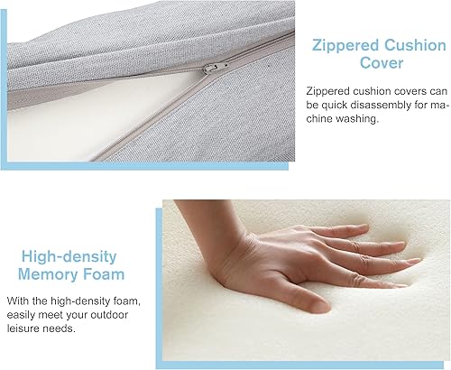 Miniatura 3 de Solaste Juego de 2 otomanas de patio al aire libre, taburetes de aluminio para exteriores con cojines, muebles de asiento pequeños para balcón,