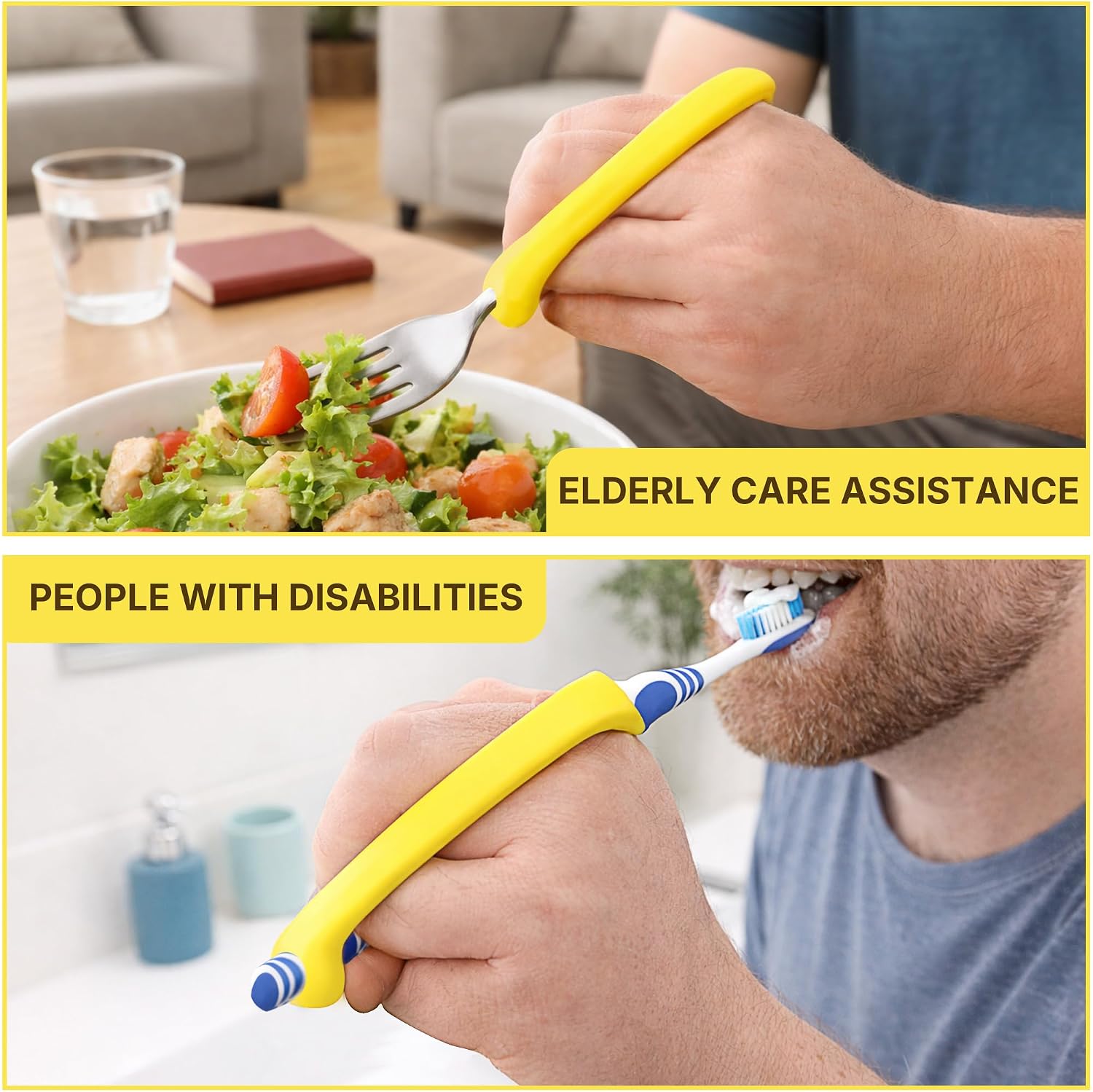 7 PCS Silicone Grip Aid for Weak Grip Strength, Arthritis & Fracture Hand Grip Assist for Seniors, Utensil/Pen/Toothbrush Aid