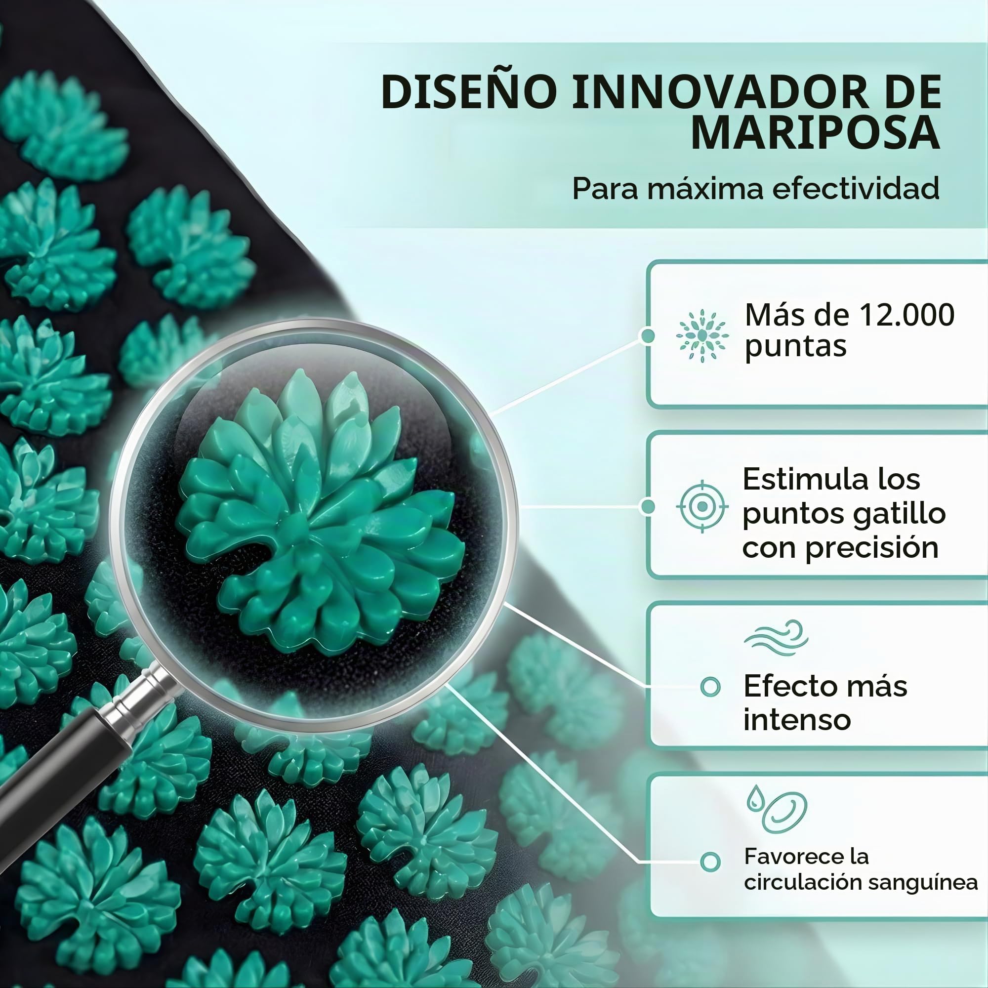 Esterilla de acupresión original 6 en 1 Premium Set de fibras naturales – Masaje de espalda y cuello contra el estrés y la tensión | con almohada y bola de masaje | Siente la diferencia