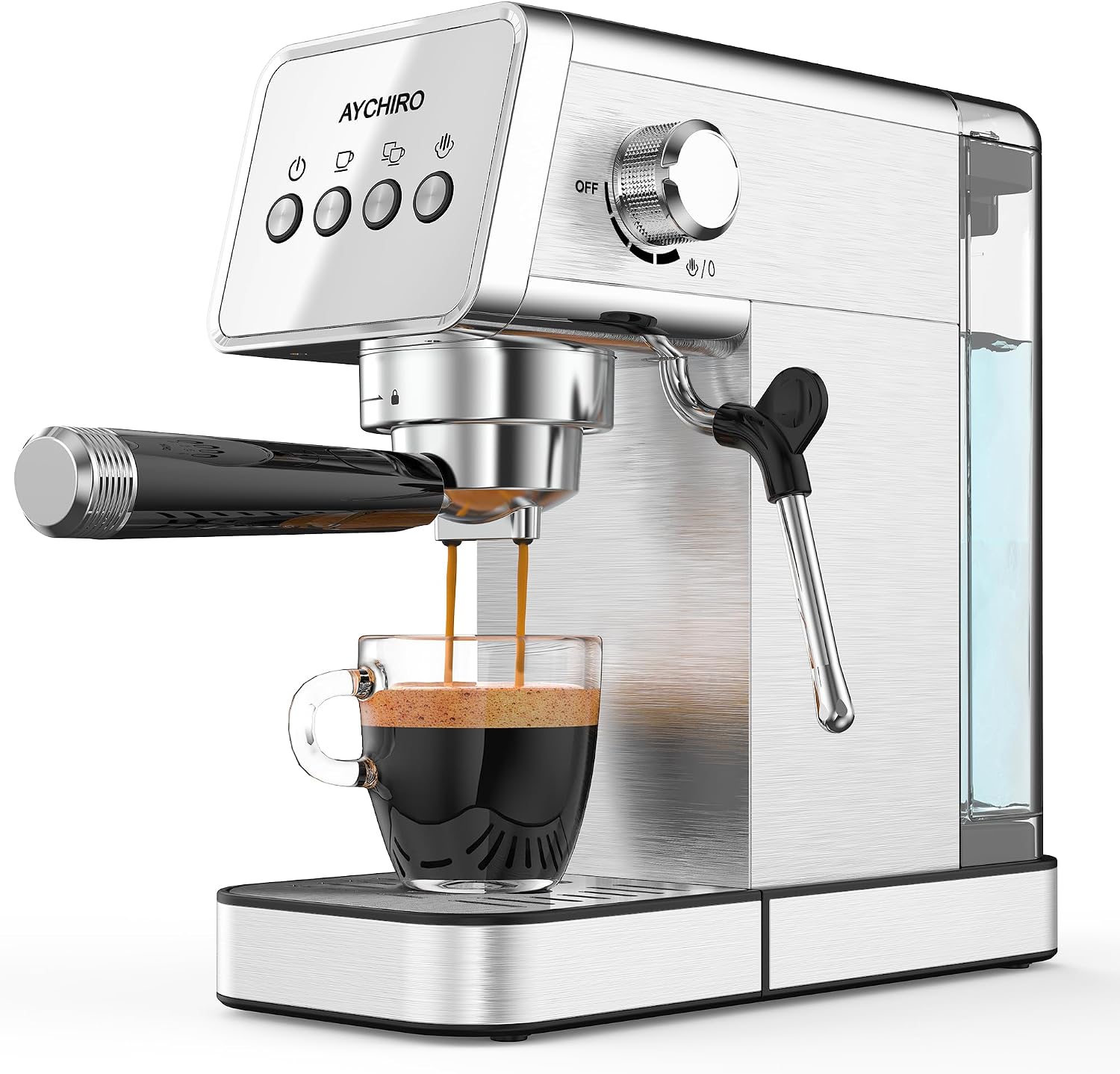 AYCHIRO 20 Bar Espresso Machine with Pressure Gauge, Compact Semi-Automatic Espresso Maker with Steam Wand, 1350W Fast Heating Coffee Machine with Removable 37oz Water Tank for Home Office