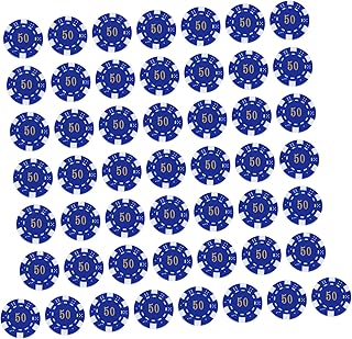 SAFIGLE 50 Pçs Fichas Redondas Brinquedos Texas Holdem Brinquedos Clássicos Fichas De Pôquer Contadores Fichas Texas Holdem Fichas Fichas De Jogo De Pôquer Brinquedos De Moeda