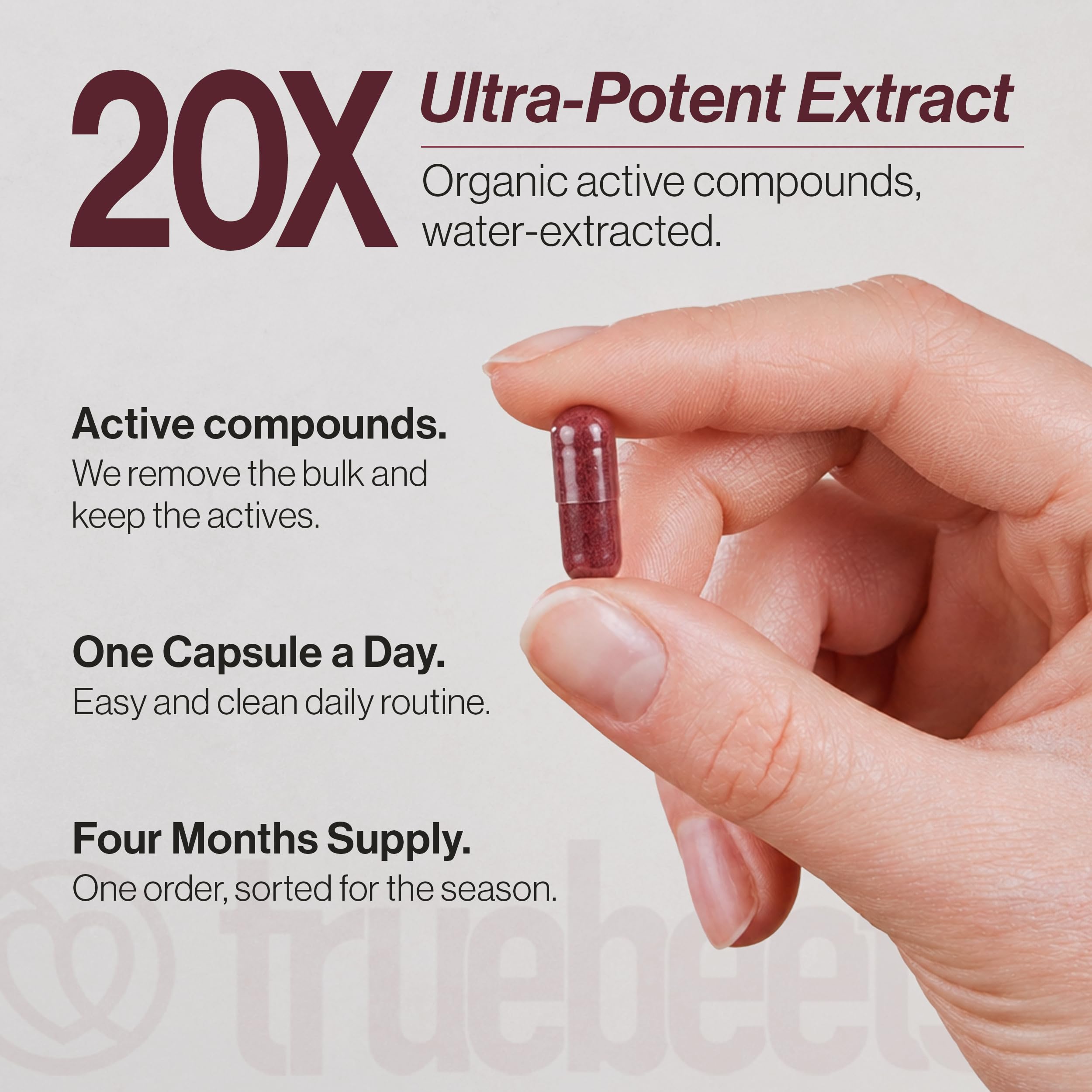 TRUE BEETS Organic Beet Root Capsules - 20:1 Extract Beetroot Supplement, 120 Vegan Capsules, 4 Month Supply - Nitric Oxide & Blood Pressure Support, Non-GMO, Made in the USA — Amazon image 4