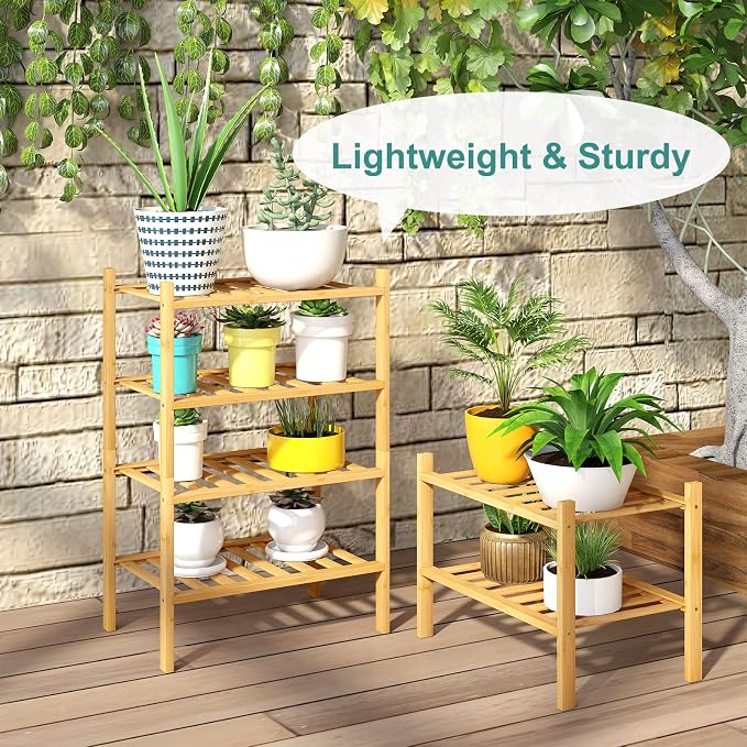 Shoe Rack, 4-Tier Long Shoe Rack for Entryway, Bamboo Wood Shoe Rack for Closet