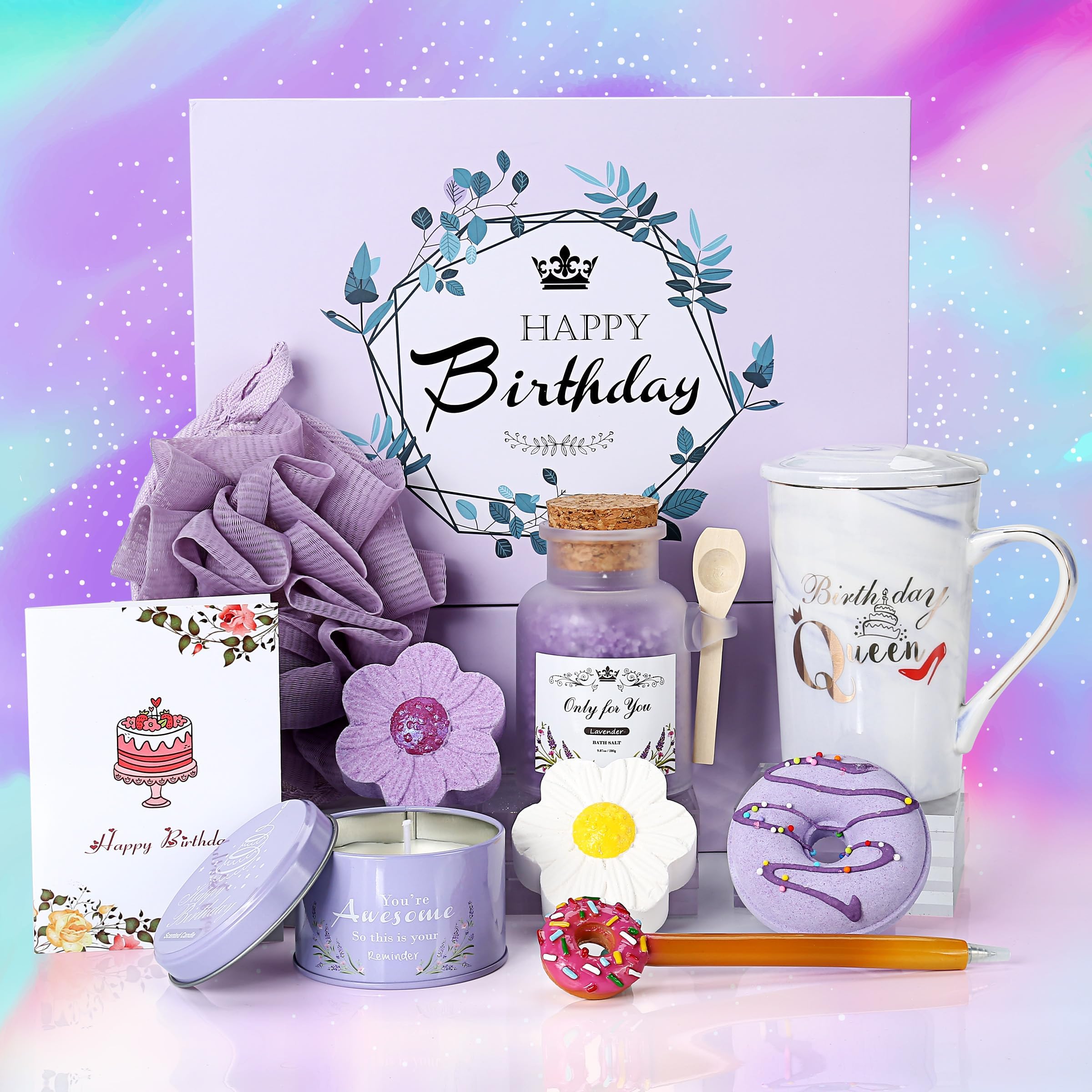 SovyimeCoffee Cups Birthday Gift for Women, 15 oz Cups Scented Candle Bath Bombs Gift Set Women Birthday Gift for Girlfriend Mother Daughter Sister Best Friend 21st 30th 40th 50th 60th Birthday