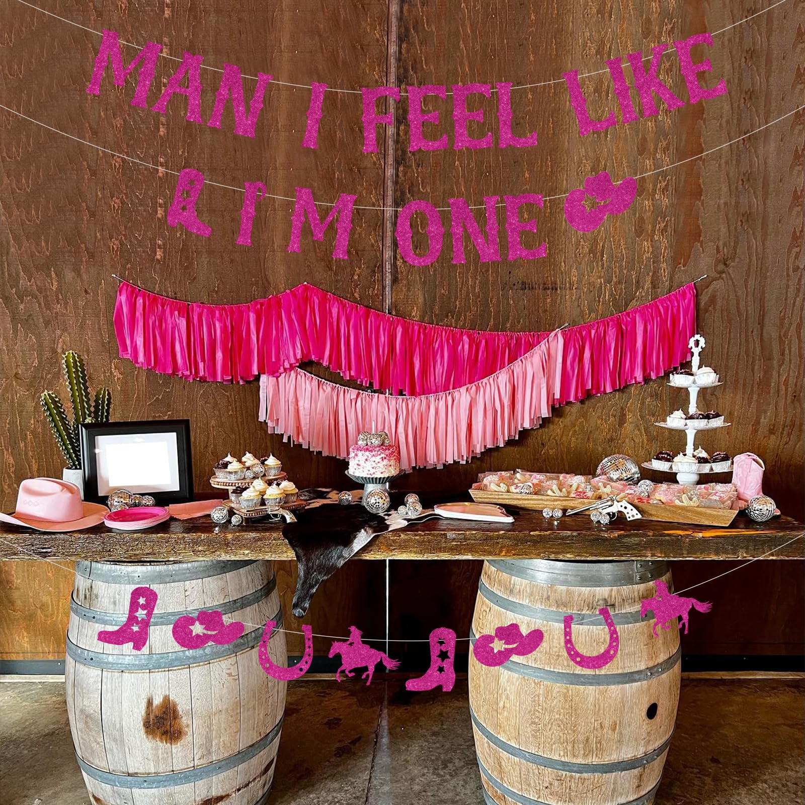 Western 30. Geburtstag Dekoration – „Man I Feel Like I'm 30“ Banner – Glitzer Hot Pink Für Cowgirl-Party