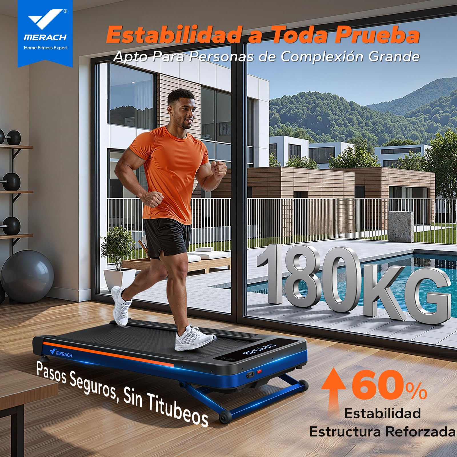 MERACH T25 Cinta de Correr, 10%/12% Inclinación Automática Cinta de Andar | 3.5HP Walking Pad, Treadmill Capacidad 180KG, 1-6km/h Caminadora Electrica para Casa y Oficina, 42x102cm, App y Remoto