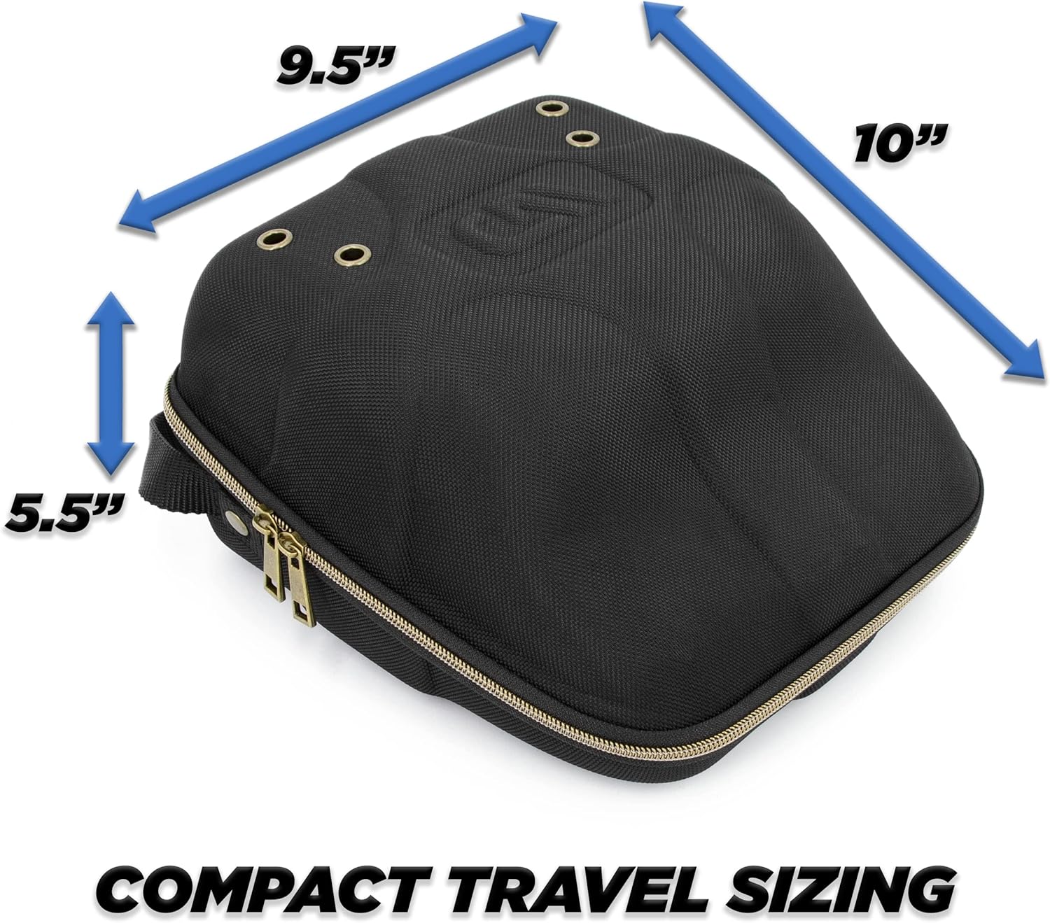 CASEMATIX Hat Travel Case for up to 3 Baseball Caps with Crush-Resistant Hard Shell Outer, Metal Travel Carabiner and Comfortable Handle - Portable Hat Case Carrier for Travel and Hats Storage