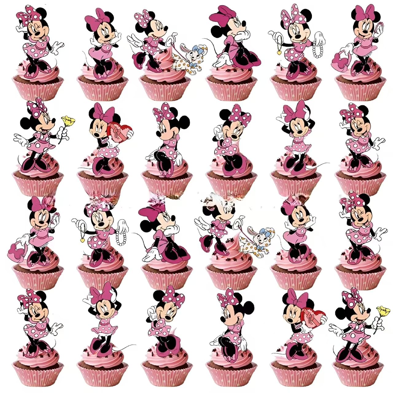 YEZHENSS 24PC Cartoon Pink mouse Party Cake Topper - cake decorating supplies | Mubboo