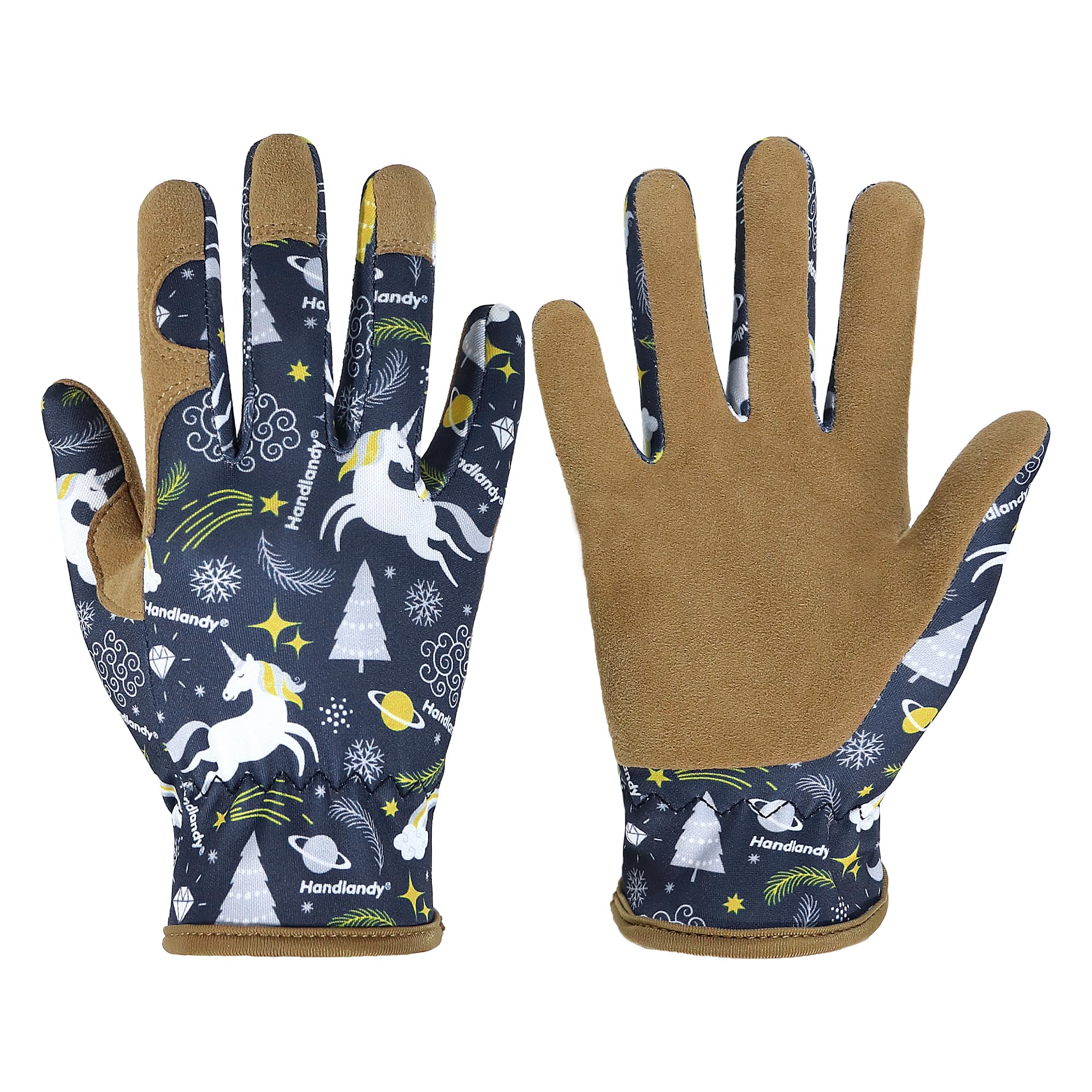 HANDLANDY Kids Gardening Gloves, Leather Children Work Glove, Children Toddler Yard Outdoor Playing Gloves for Boys Girls Gift (S, Blue)