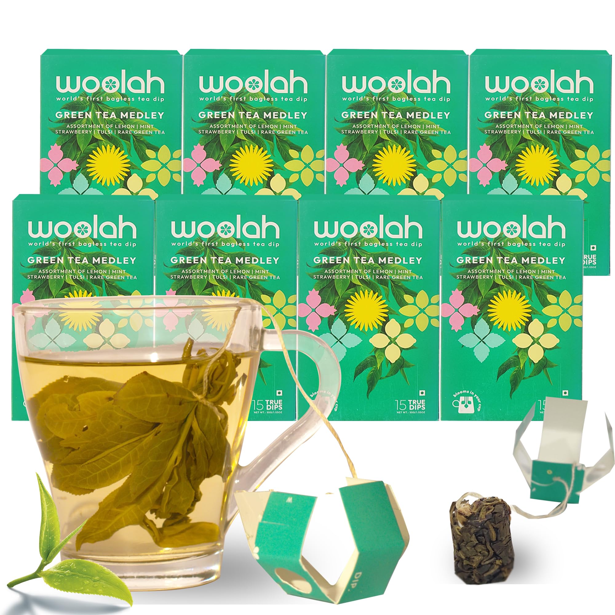 Woolah Green Tea Assortment pack, Organic BAGLESS Tea Dip (8 Packs = 120 Dips /240 Cups) 100% PLASTIC FREE, Natural Whole Leaf, High EGCG antioxidants supports WEIGHT MANAGEMENT, Skin and HEART health (B0C1VBSVS1) Amazon Price History, Amazon Price Tracker