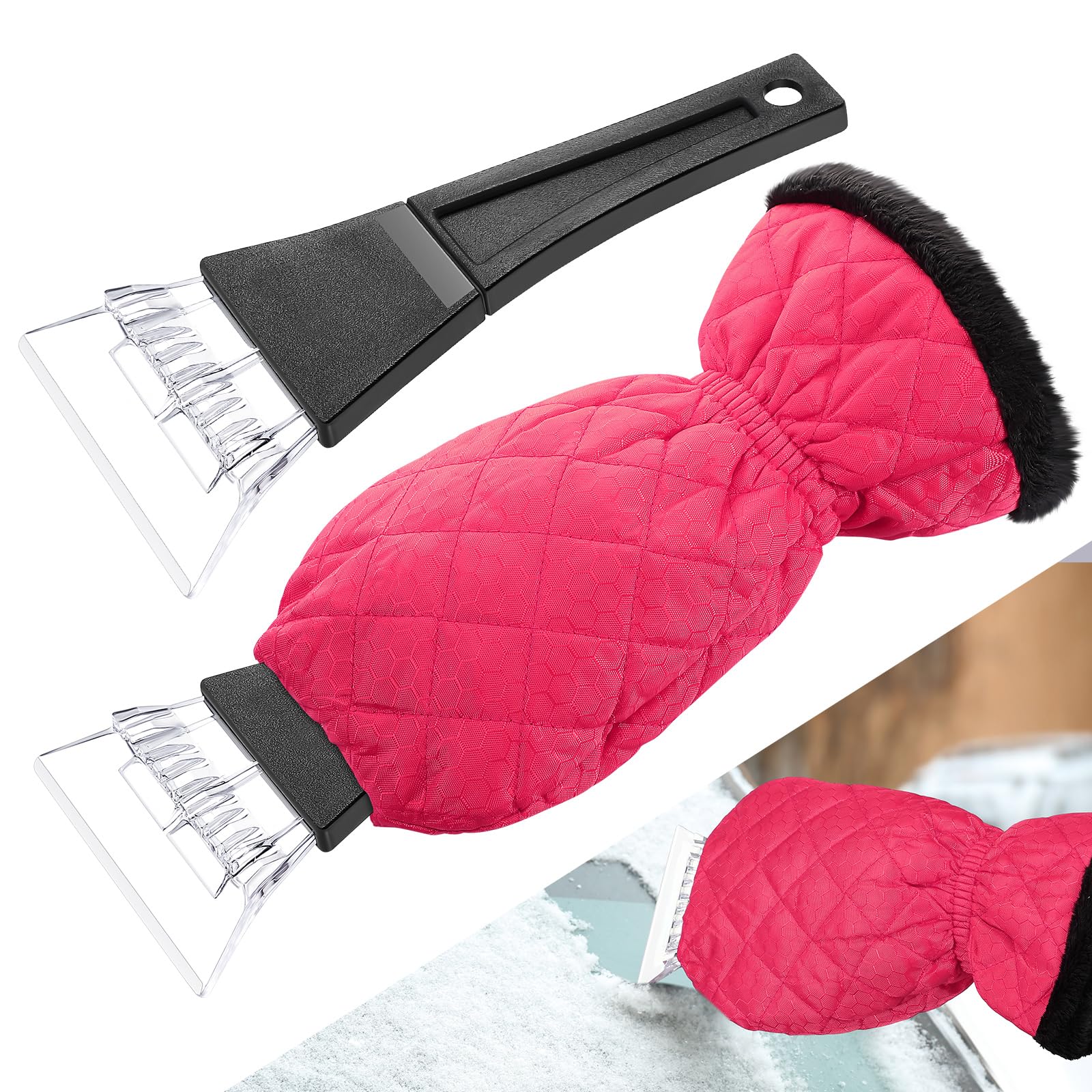 WILLBOND Ice Scraper with Glove Waterproof Ice Scrapers for Car Windshield No Scratch Comfortable Removal Snow Mitt Glove Windproof Warm for SUV Vehicle Truck Snow Quickly Removal