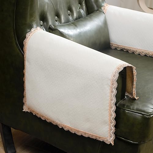 Miniatura 21 de MINJIATEX Juego de 2 fundas para brazos de sofá, fundas de encaje antideslizante para reposabrazos de sofá, fundas lavables para sala de estar